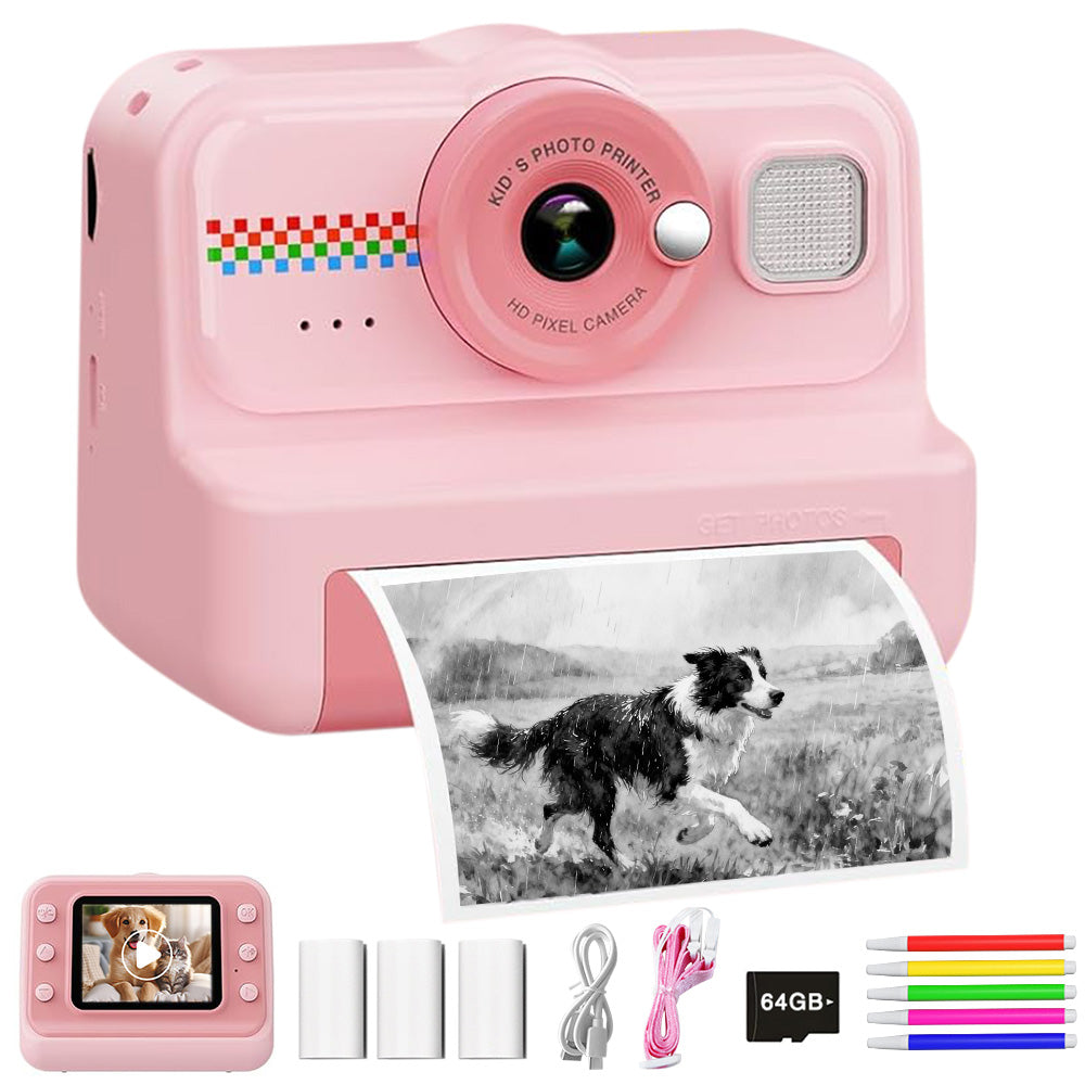 Camera Instant Print 1080P Selfie Digital Camera with 64GB Card
