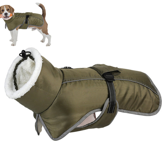Winter Dog Coat-Waterproof Cold Weather Jacket for Small Large Breeds-Green