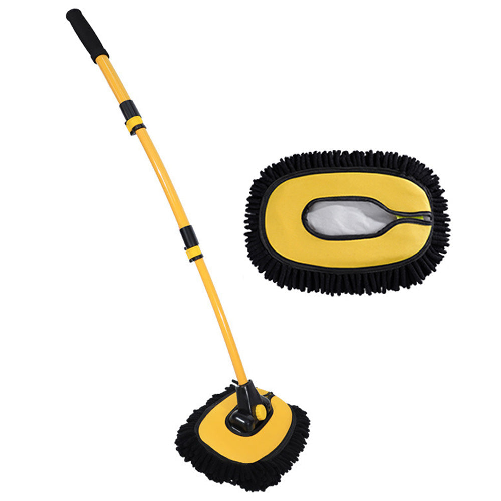 3-Section Telescopic Car Wash Brush 15-Degree Bent Handle with Extra Head