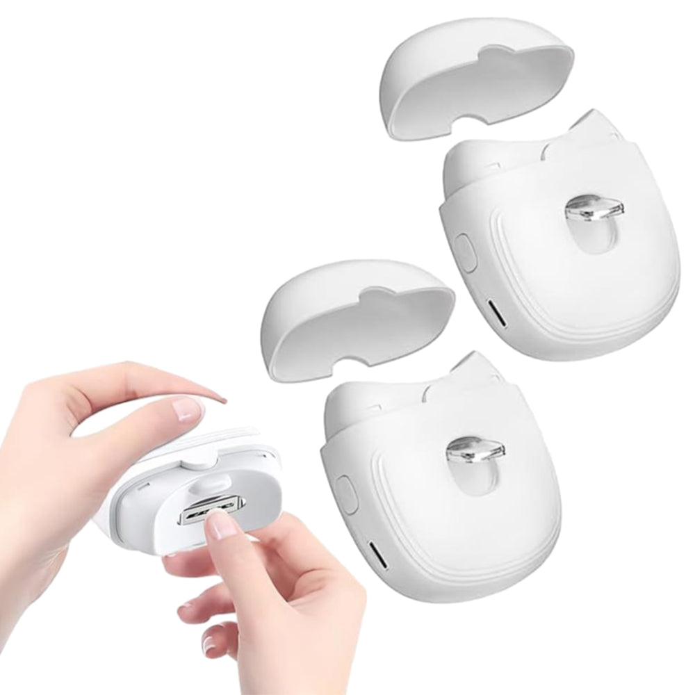 2Pcs Electric Fingernail Clipper with Light USB Rechargeable