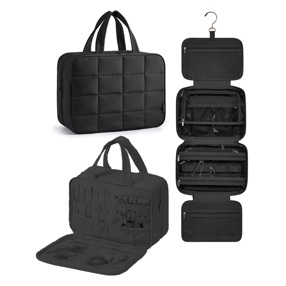 Travel Toiletry Bag Makeup Bag Cosmetic Organizer with Jewelry Organizer