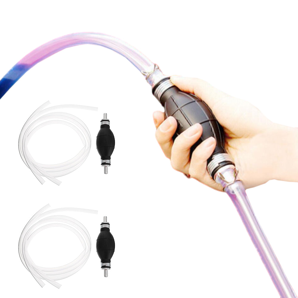 2Pcs Manual Water Oil Liquid Syphon Petrol Fuel Transfer Pump with Hand Siphon Pipe Hose