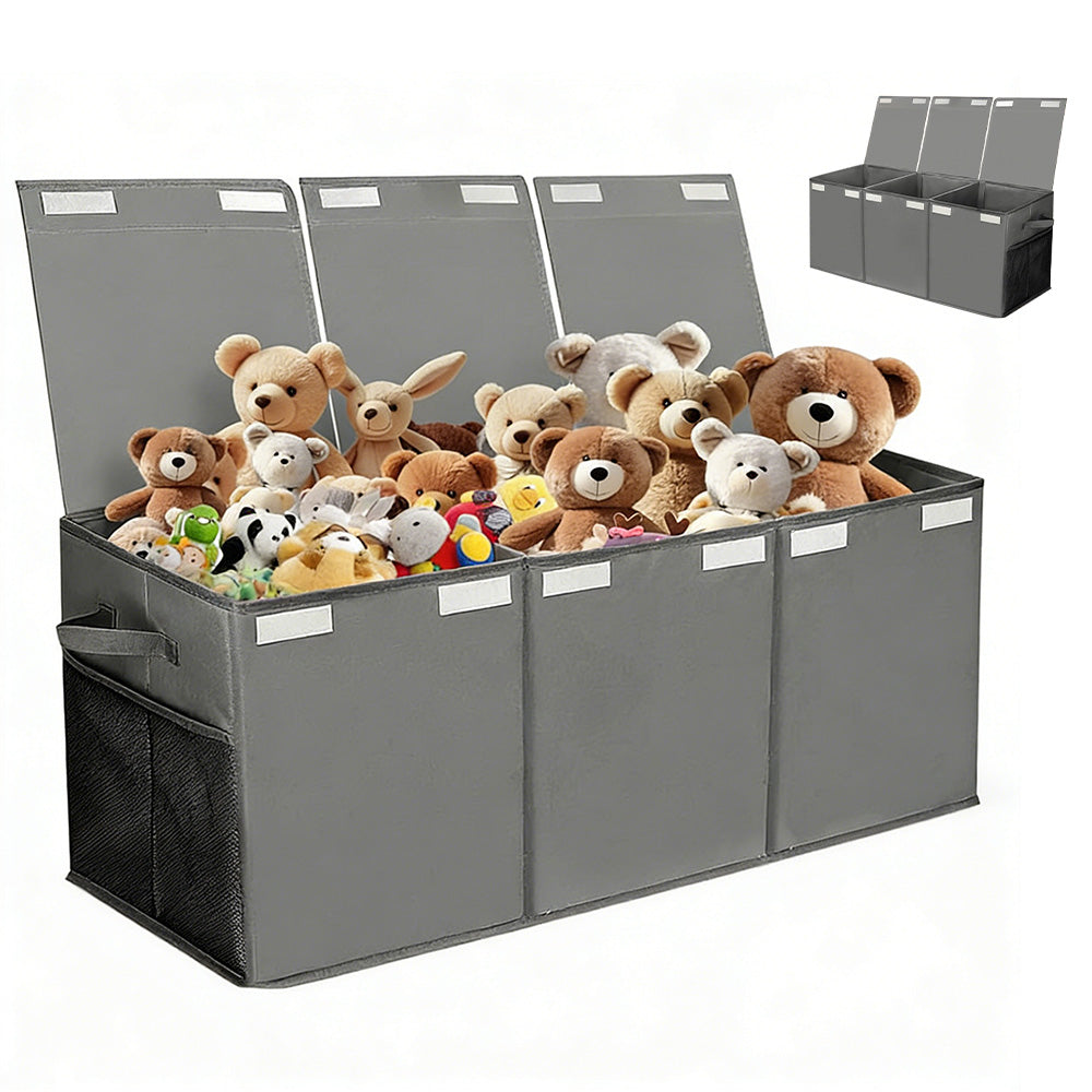 Foldable Toy Storage Organizer Box with Lid and Dividers