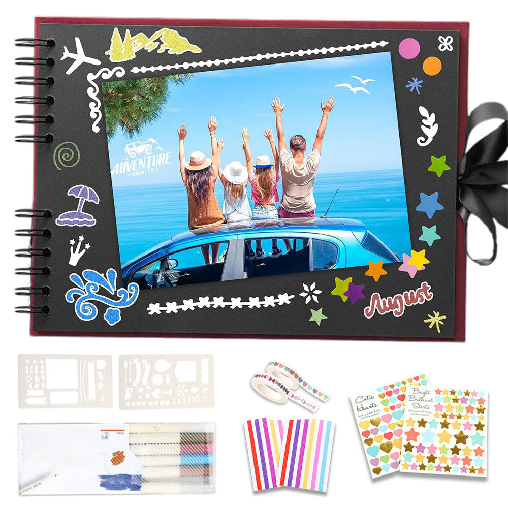29x21.5CM DIY Photo Album 80 Pages Black Scrapbook Set