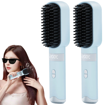 2Pcs USB Rechargeable Cordless Negative Ion Hair Straightener Comb