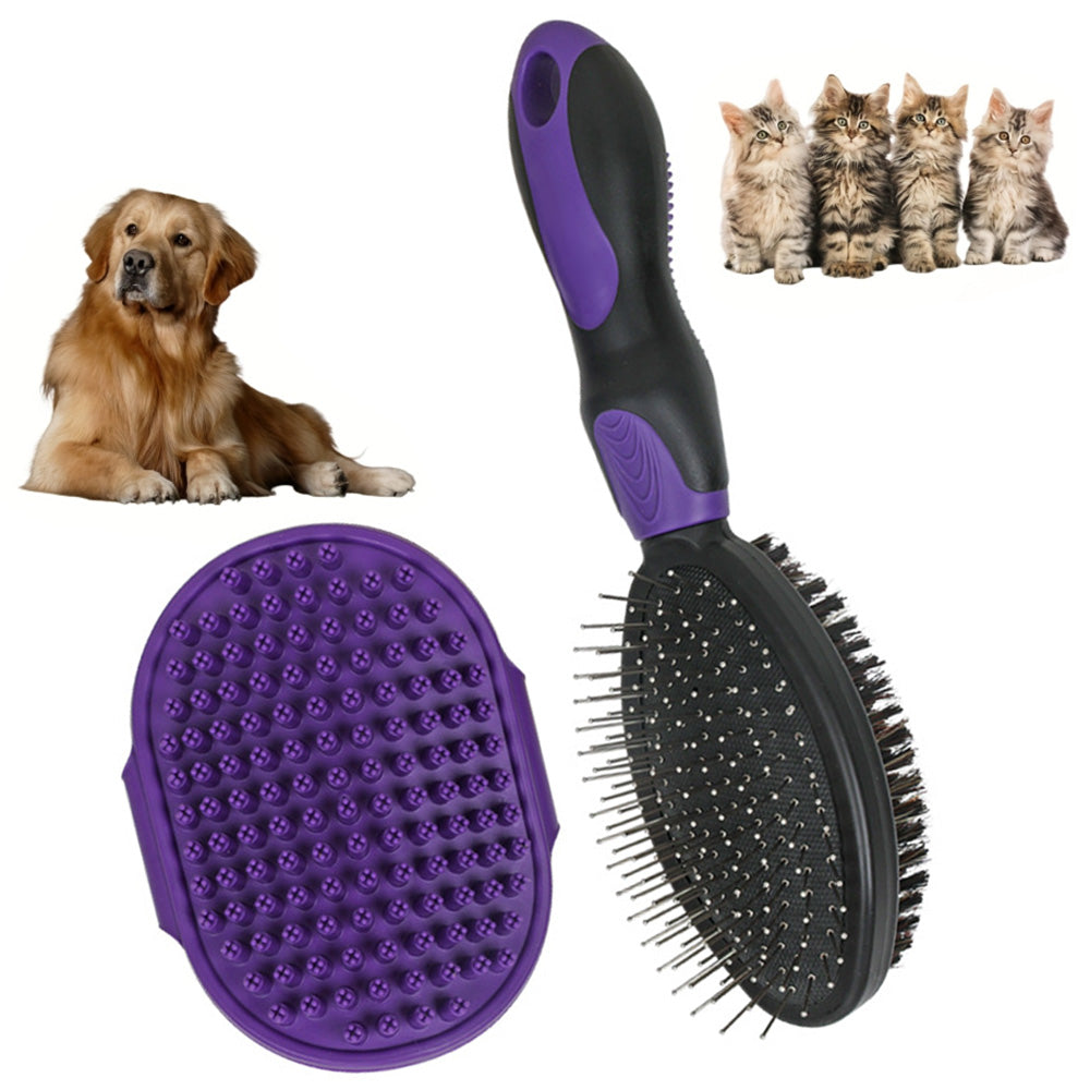 2PCS Pet Grooming Tools Pet Bath Brush Deshedding Dog Brush Suitable For Dogs Cats and Horses