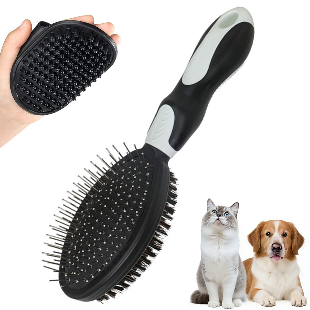 2 Pack Pet Grooming Brush Set Deshedding Double Sided Comb Massage Brush for Cats Dogs Horses