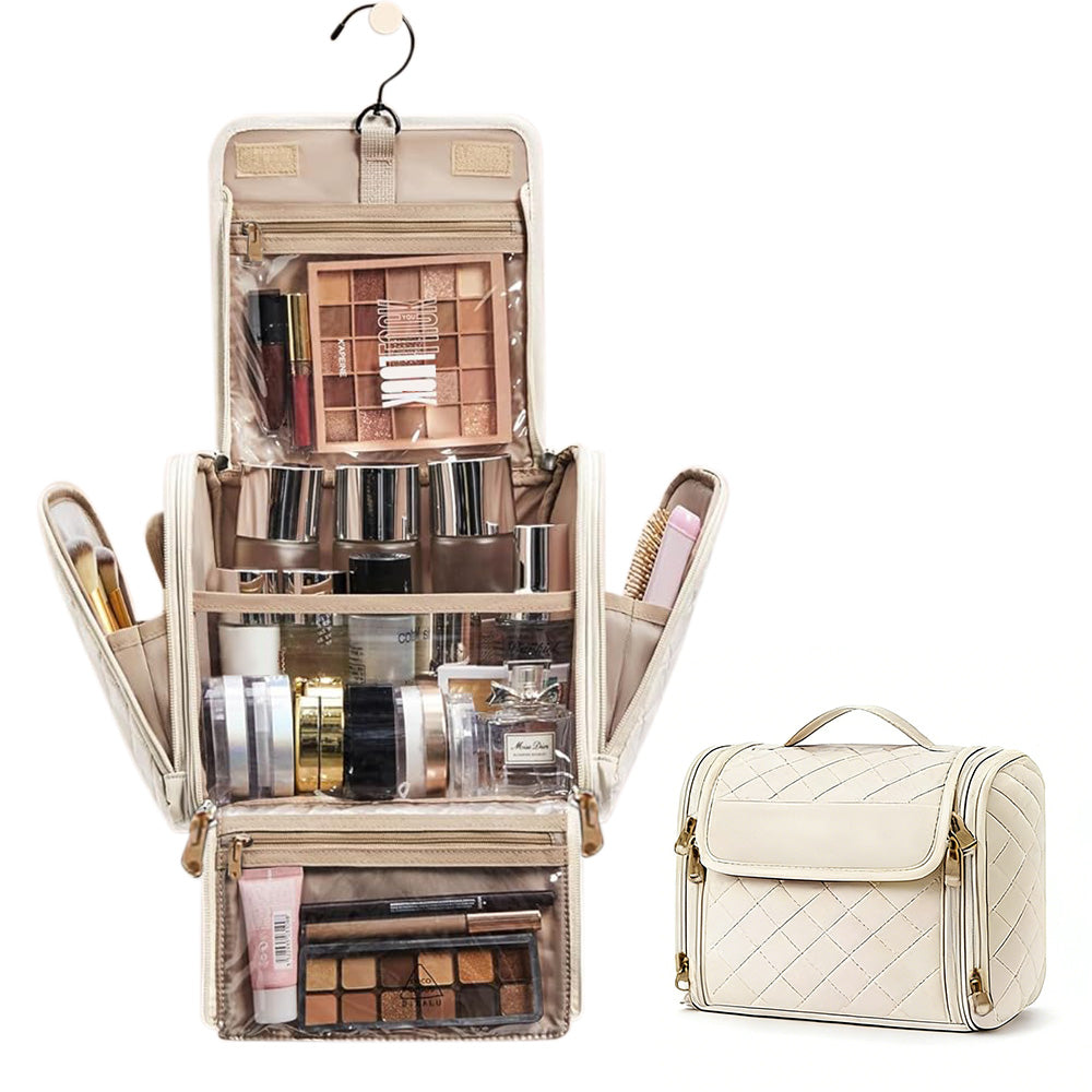 Travel Makeup Bag with Hanging Hook Large Capacity