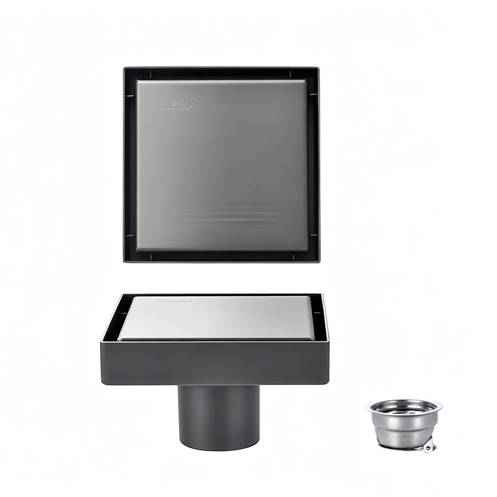 Square Shower Drain with Filter Detachable Stainless Steel Floor Drain for Bathroom Balcony