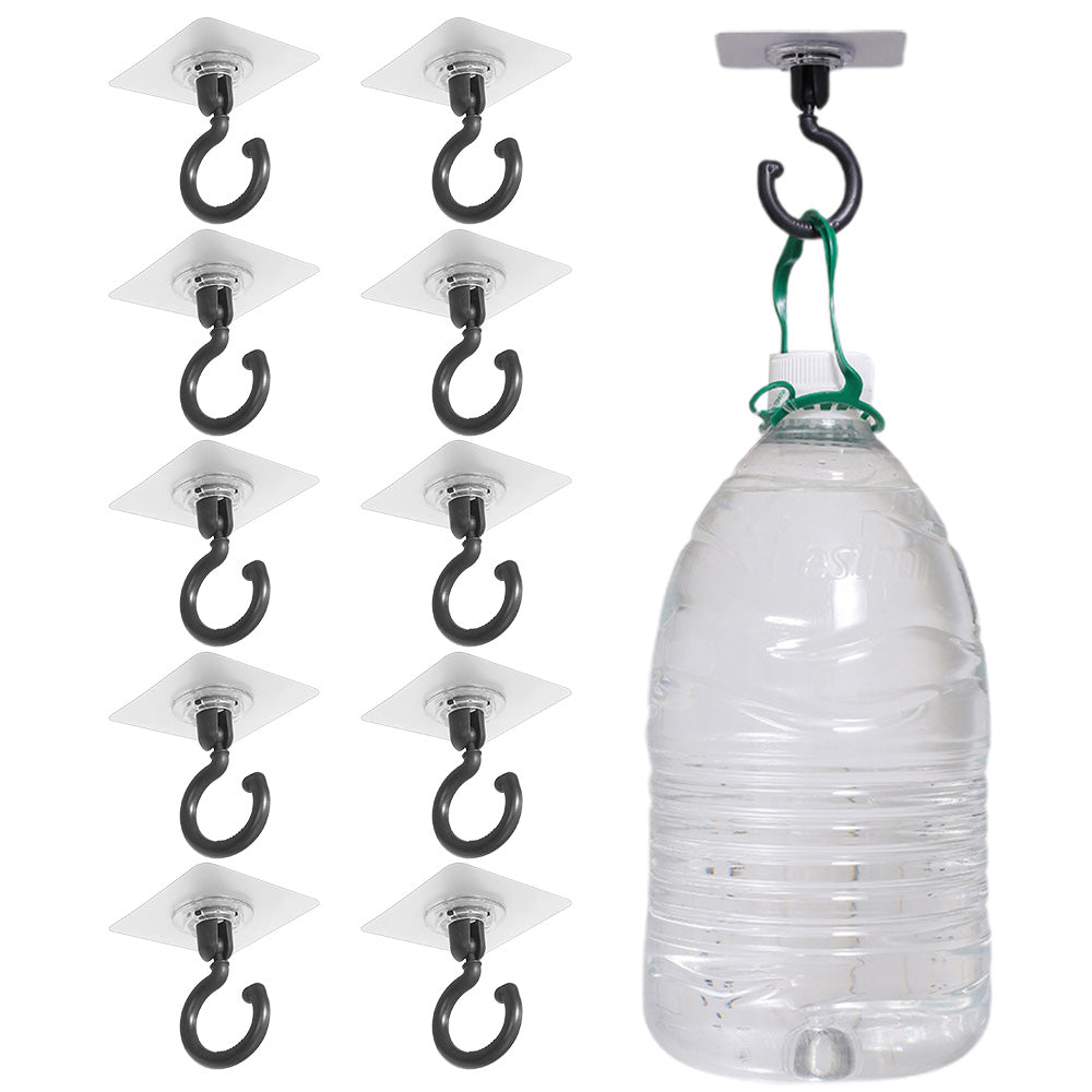 10 Pcs No Drill Ceiling Hooks 360 Degree Rotating Self Adhesive Hooks