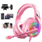 Wired Over-Ear Gaming Headset with LED RGB Lights and Mic