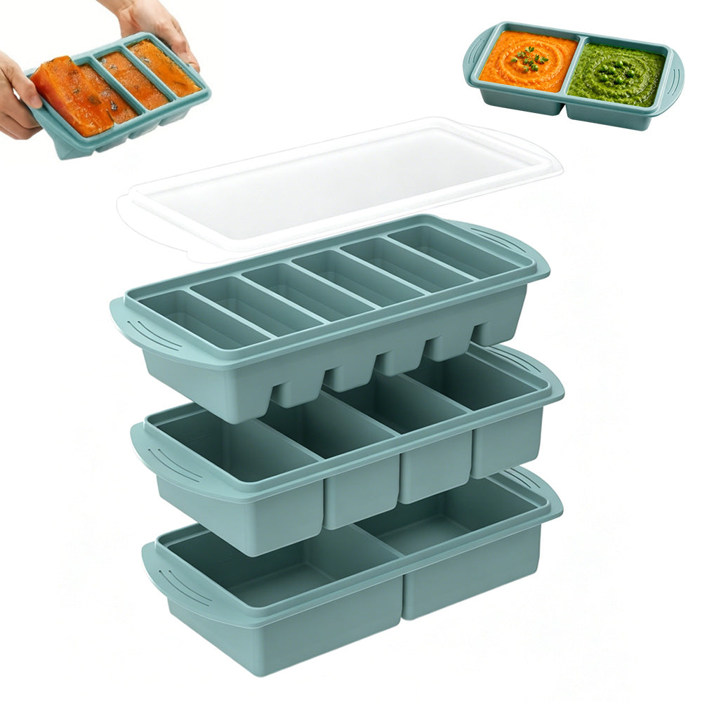3 Pack Silicone Freezer Trays with Lids Multi-Size Silicone Freezer Moulds