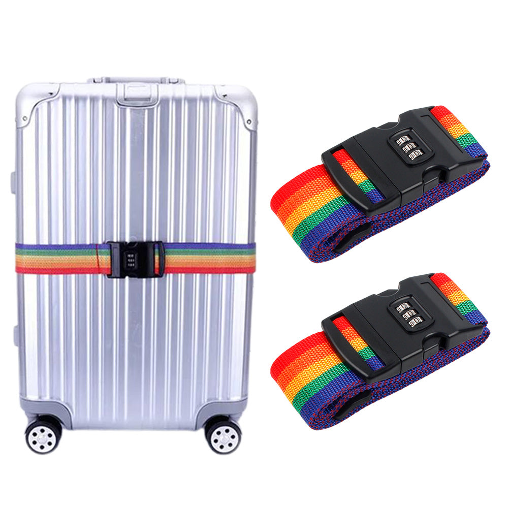 2Pcs Luggage Strap Code Password Travel Suitcase Secure Lock Security Packing Belt