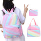 3PCS Boys Girls Gradient Color Backpack Set School Backpack Lunch Bag Pencil Case