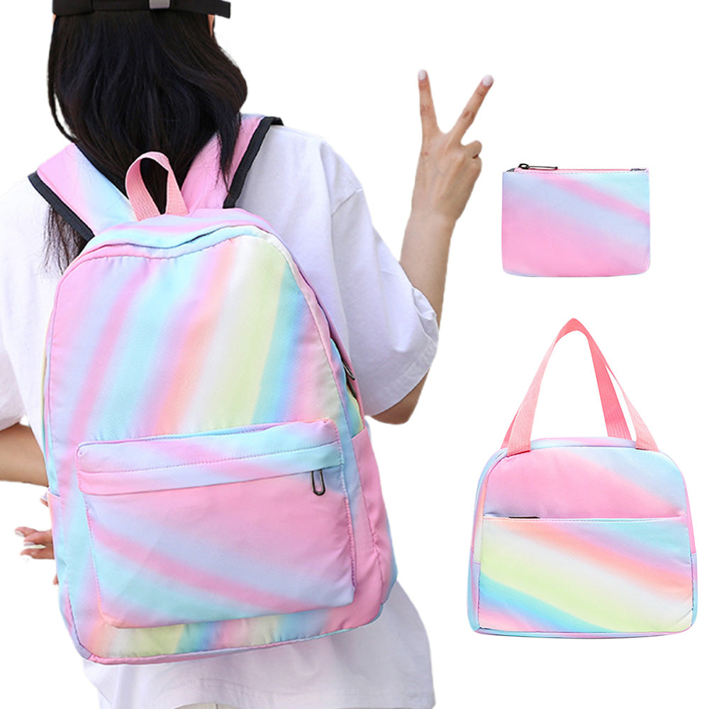 3PCS Boys Girls Gradient Color Backpack Set School Backpack Lunch Bag Pencil Case