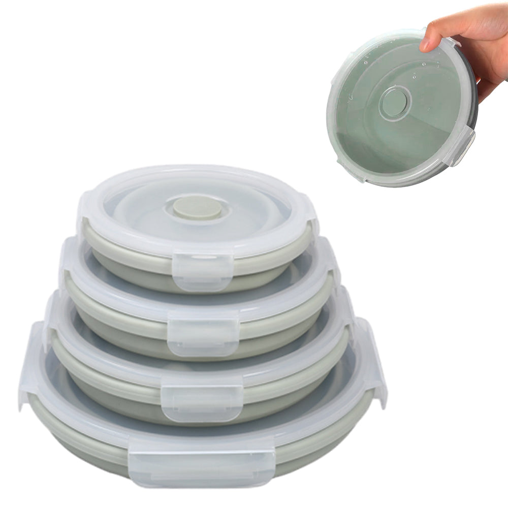 4Pcs Collapsible Food Storage Containers with Lid Microwave Freezer Security