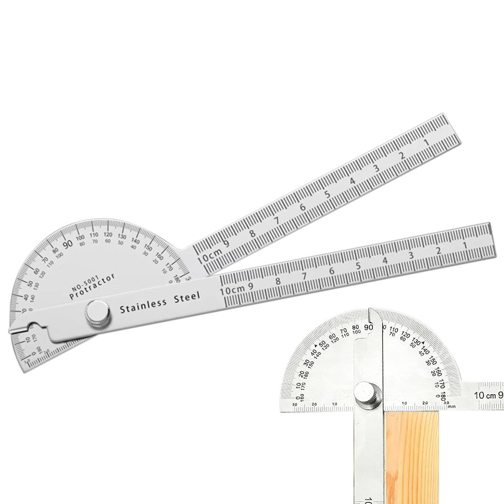 Stainless Steel Angle Protractor 0-180 Degree Gauge for Woodworking DIY Measuring Tool