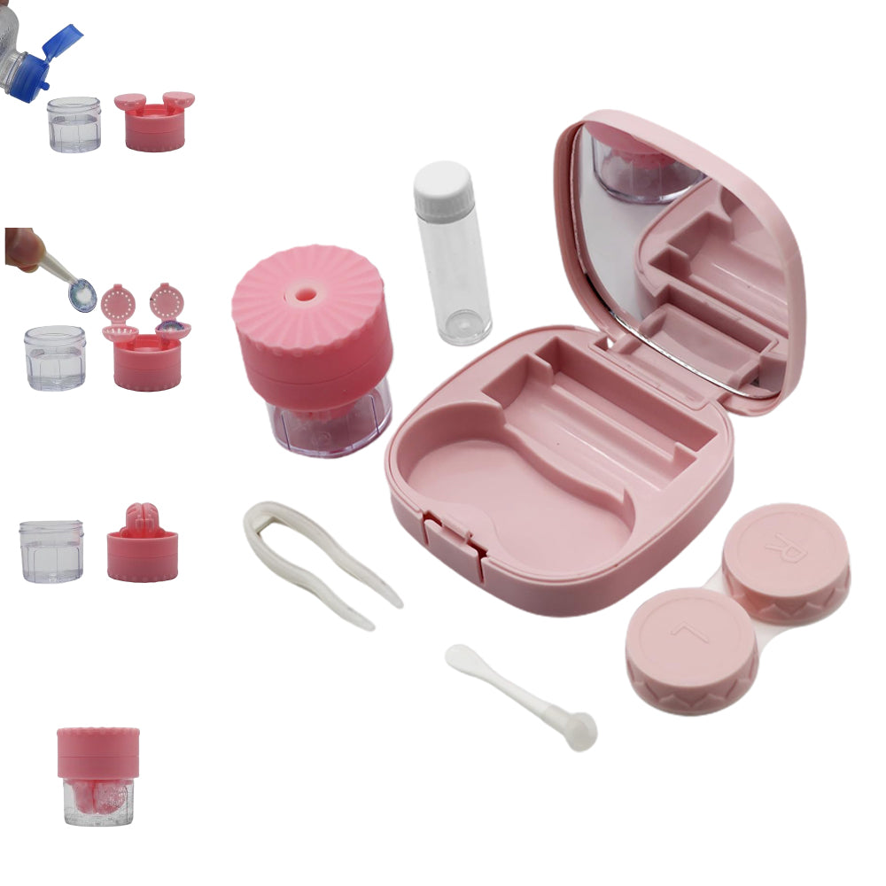 Manual Contact Lens Cleaner Washer and Contact Lens Storage Case with Mirror