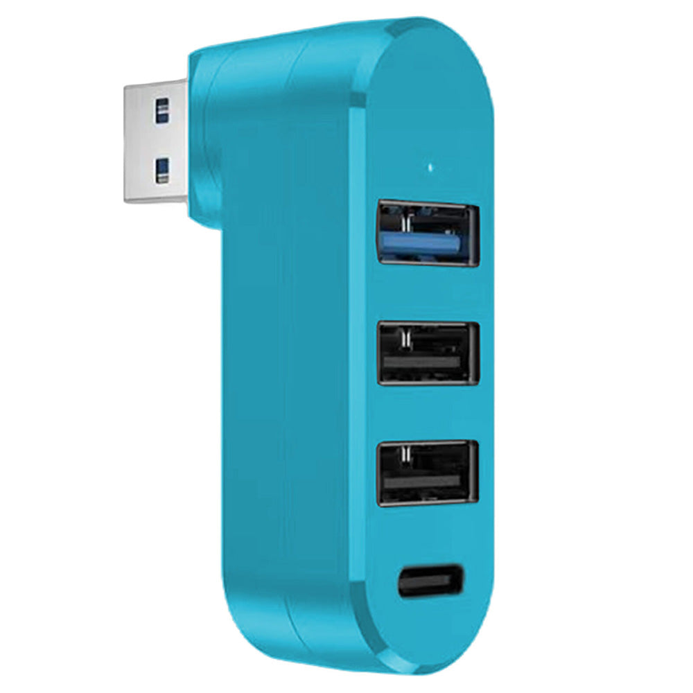 4-Port USB 3.0 Hub 180-Degree Rotating USB Splitter for Laptop Car