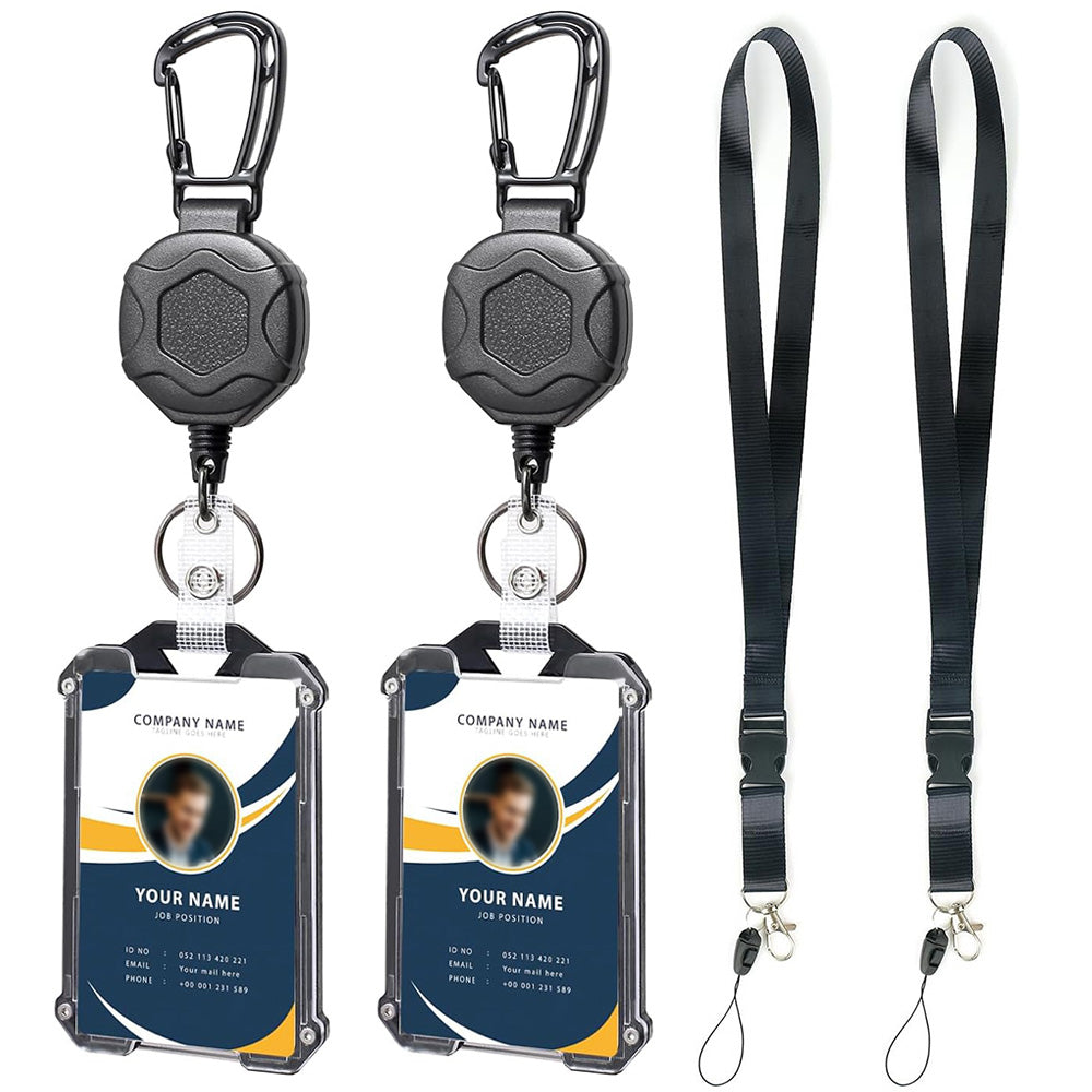 2XBadge Holder Retractable ID Cards Holder with Lanyard