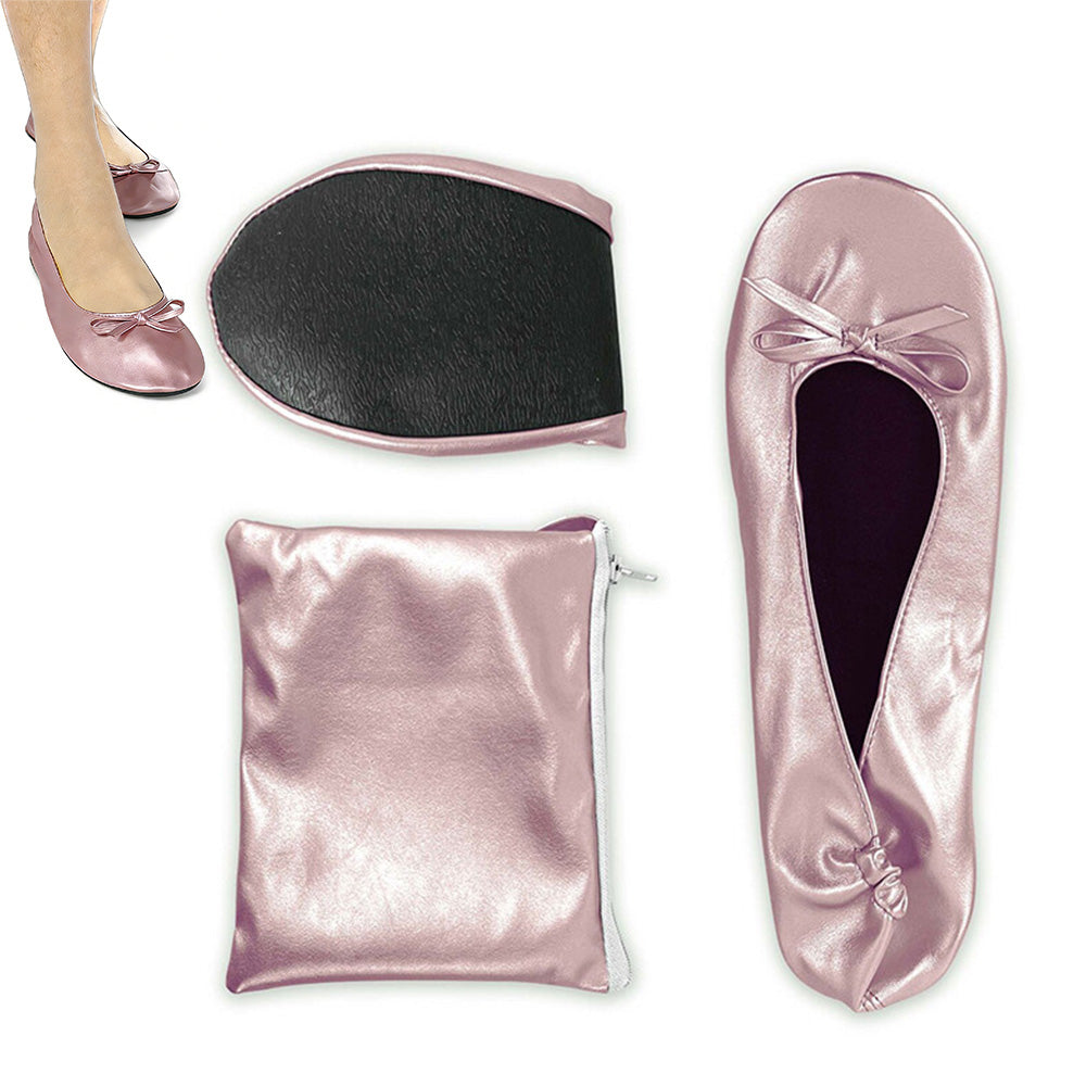 Women Foldable Indoor Ballet Flat Roll Slipper Shoes Dance Shoes Party Ball Prom