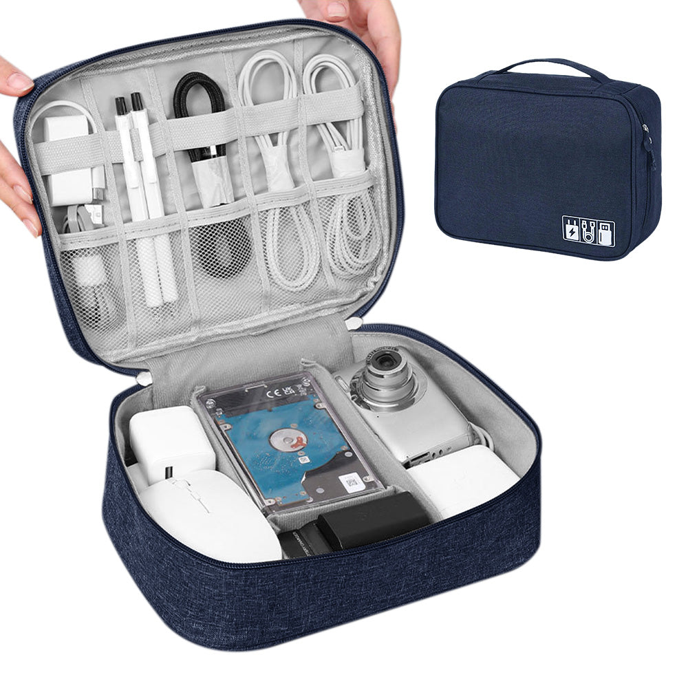 Large Digital Electronics Travel Organizer Bag with Adjustable Dividers