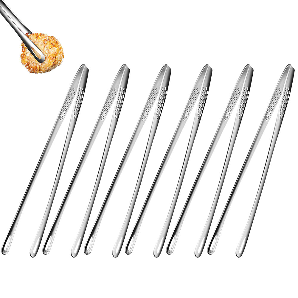 6 Stainless Steel Long Handle Food Tongs Grill Tweezers