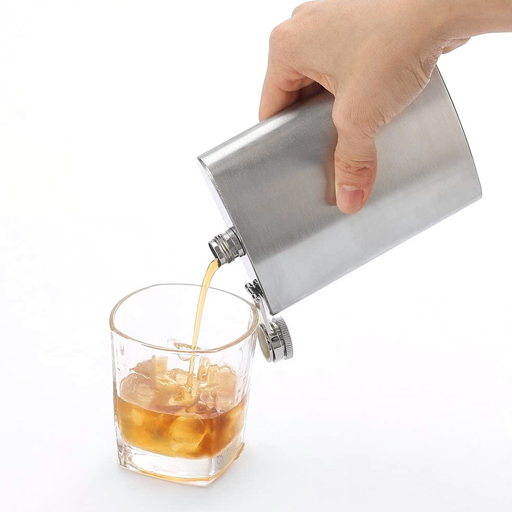 Stainless Steel Hip Flask for Men Portable Leak Resistant Pocket Liquor Bottle for Outdoor Travel