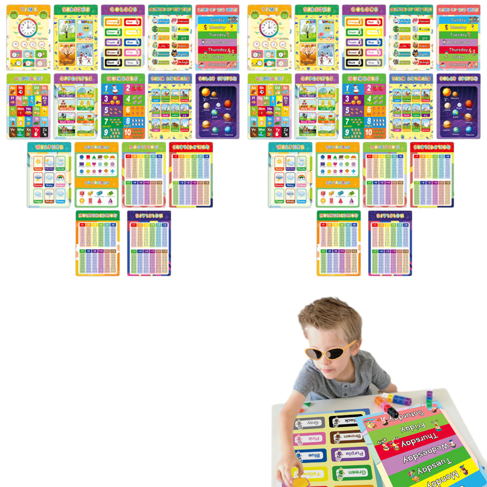 32Pcs Educational Preschool Posters for Classroom And Kindergarten