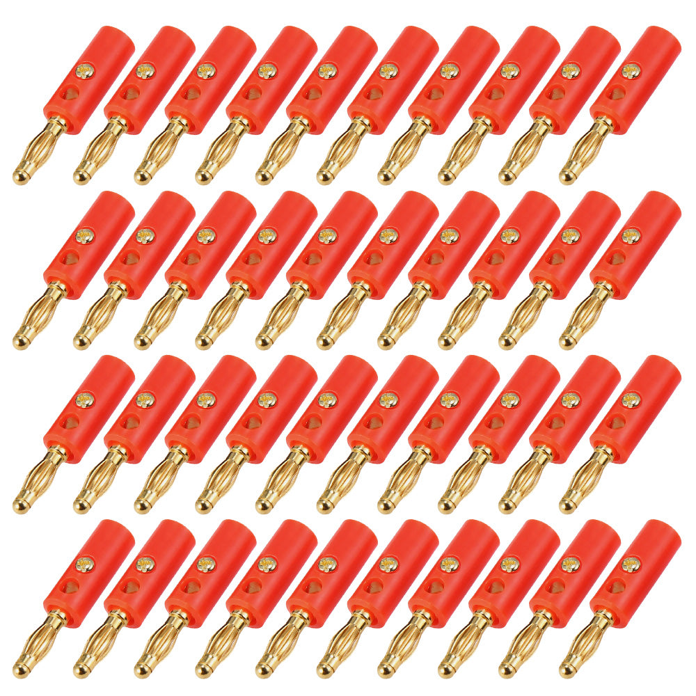 40 PCS Banana Plug Set 0.4cm Gold Plated Red and Black Speaker Connectors for Audio