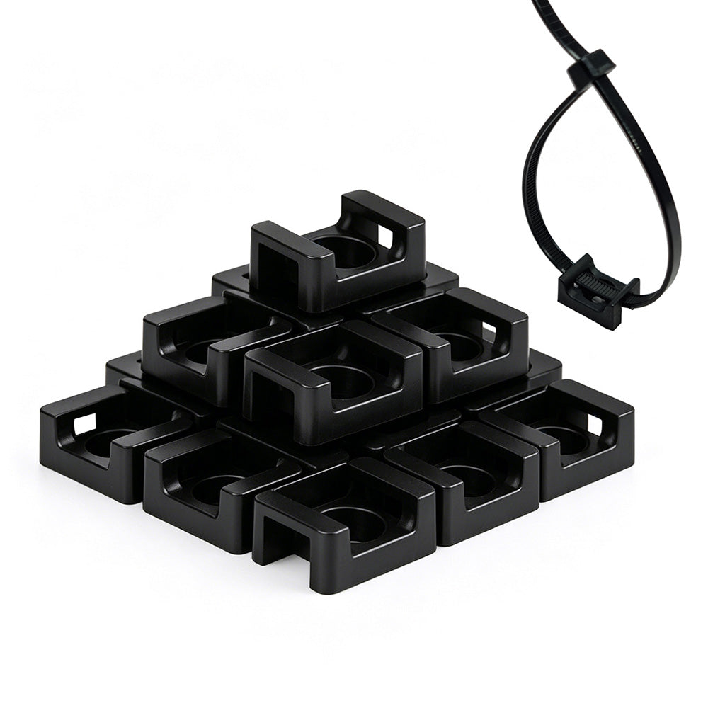 500 PCS Cable Tie Base Nylon Saddle Mount for Wire Management-Black