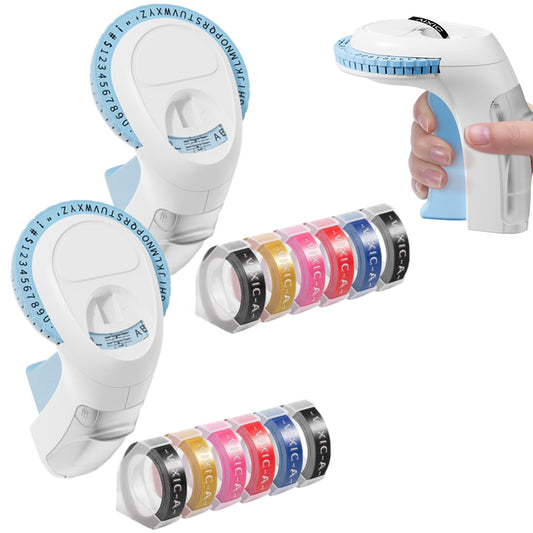2Pcs Embossing Label Maker Machine with Six Multi Colour Tapes