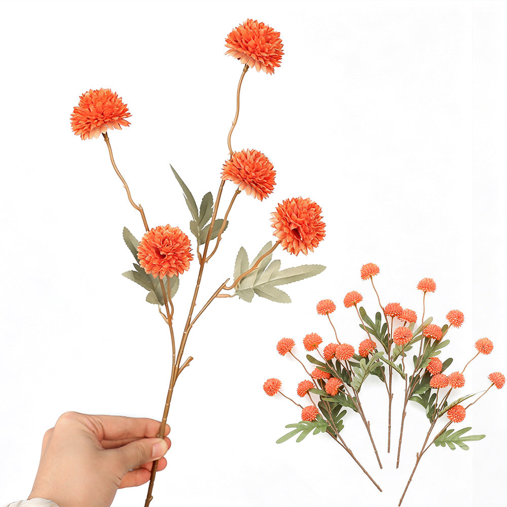 5 Pack Stem Cloth Dandelion Ball Artificial Flowers with Bendable Stems