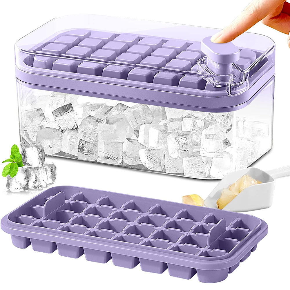 Ice Cube Tray with Lid and Bin for Freezer 64Pcs Ice Cube Mold