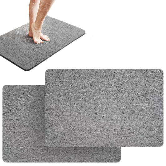 2Pcs Rectangular PVC Anti Slip Loofah Absorbent Quick Drying Shower Mat