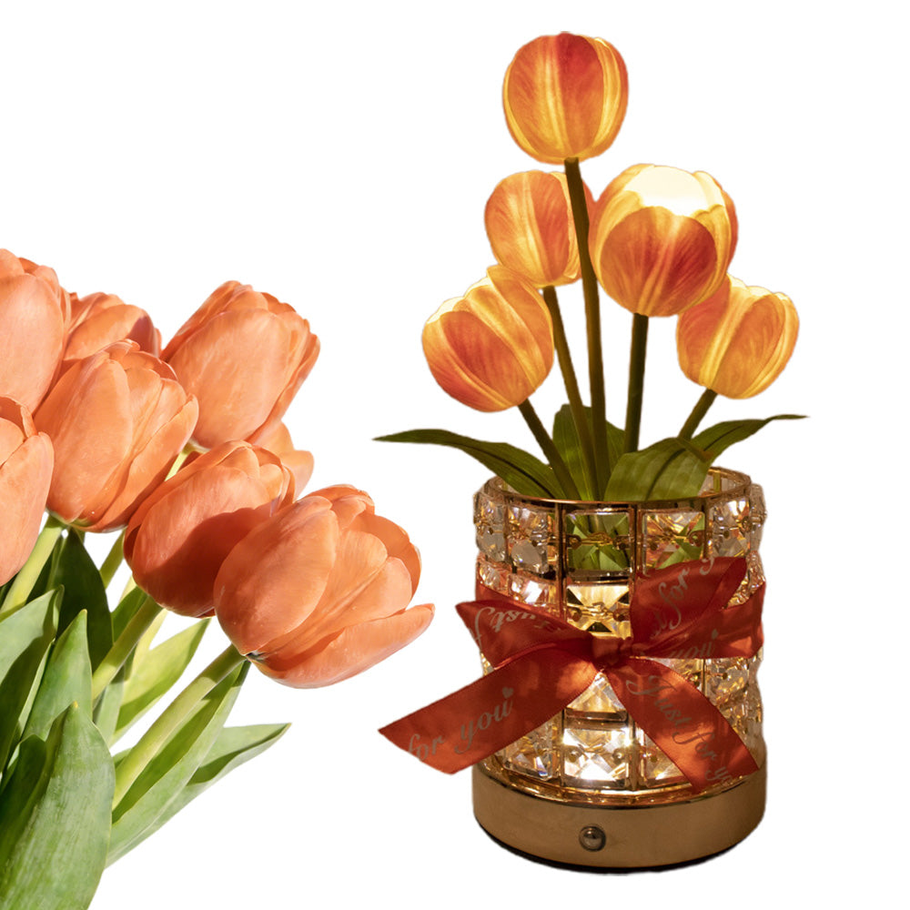 Tulip Flower Lamp Valentine Day Gifts 3 Color Dimming Night Light