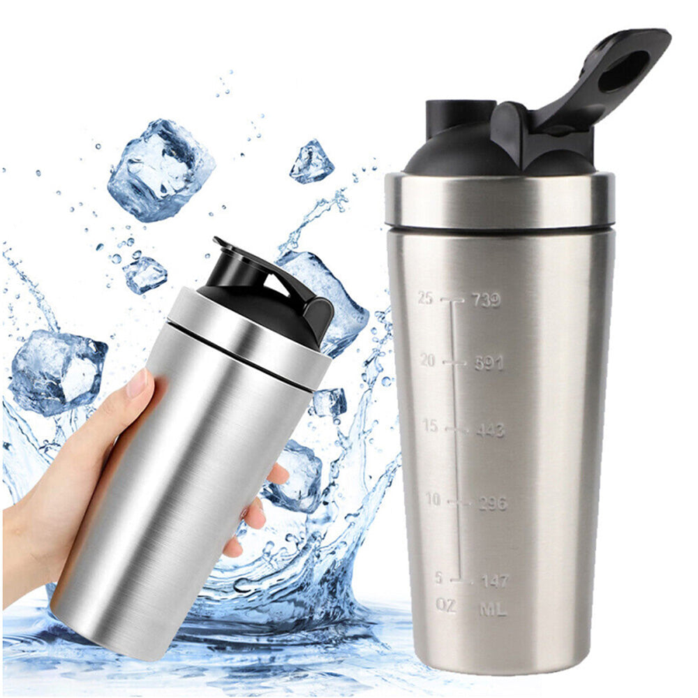 750ml 304 Stainless Steel Protein Shaker Bottle with Mixing Ball
