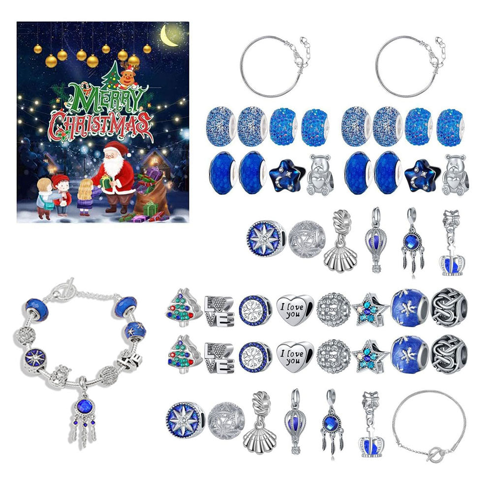 2 Sets Christmas Advent Calendar DIY Bracelet Charm 24 Days Countdown Calendar Box