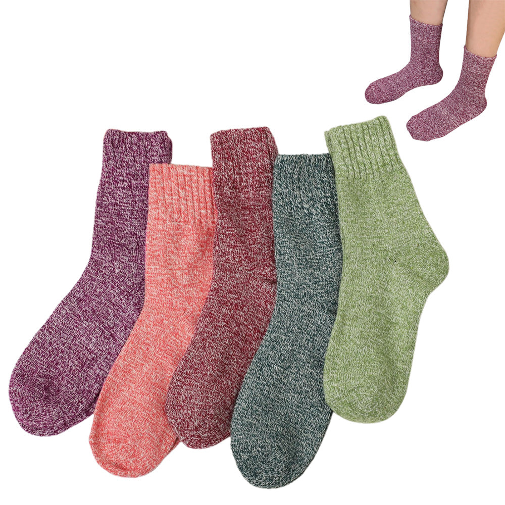5 Pack Winter Warm Knit Socks Thick Soft Multicolor Free Size for Men and Women