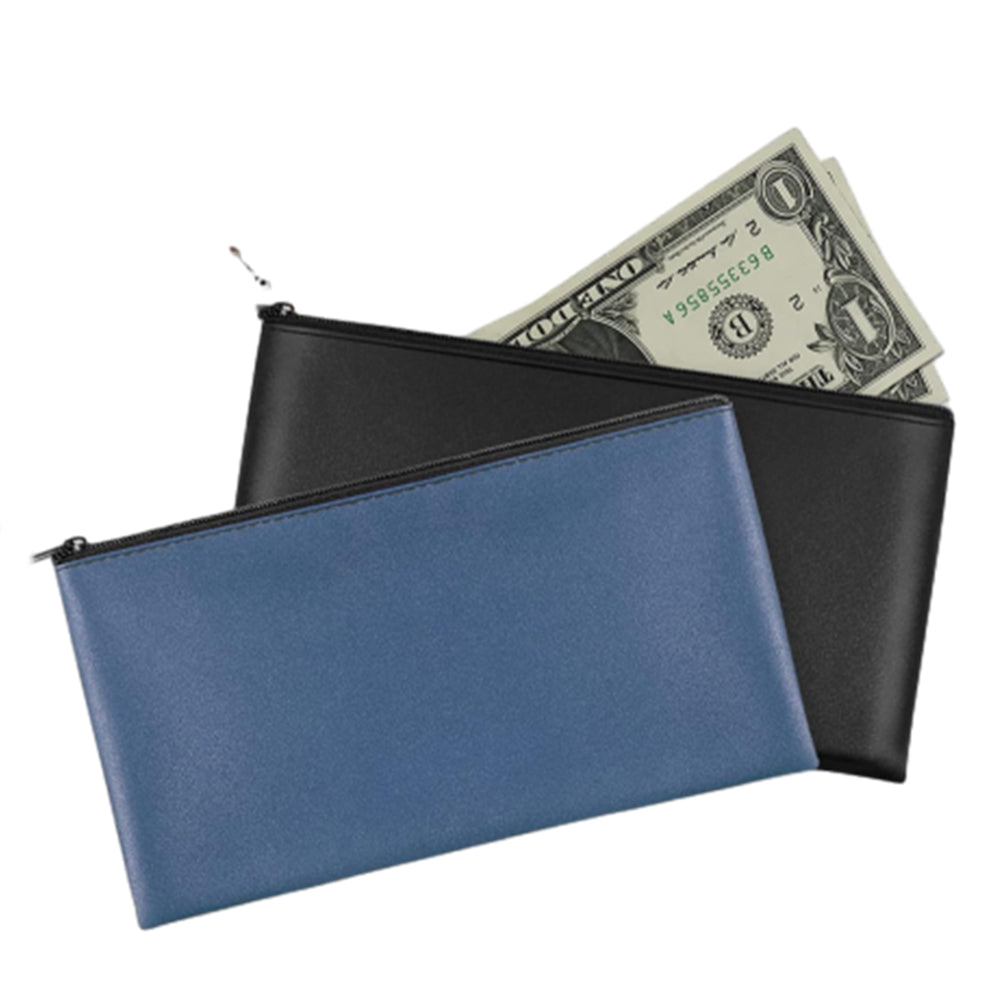 PU Leather Zipper Security Cash Bag