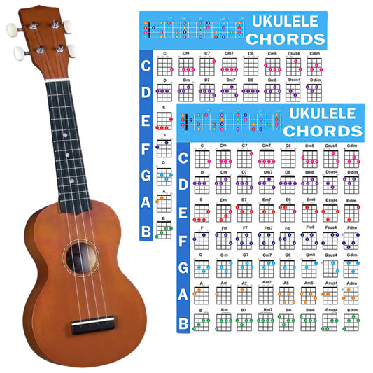 2Pcs 60x80cm Guitar Ukulele Chord Poster Educational Reference Guide for Beginners
