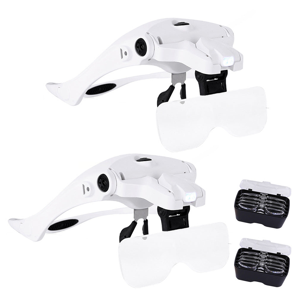 2XUSB Rechargeable LED Head Optical Glasses for Reading and Crafting