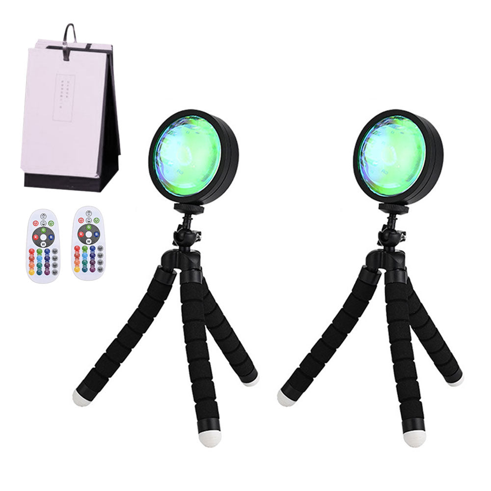 2Pcs Sunset Lamp Projector RGB Color Rotation LED Sunset Projection Lamp Room Decor