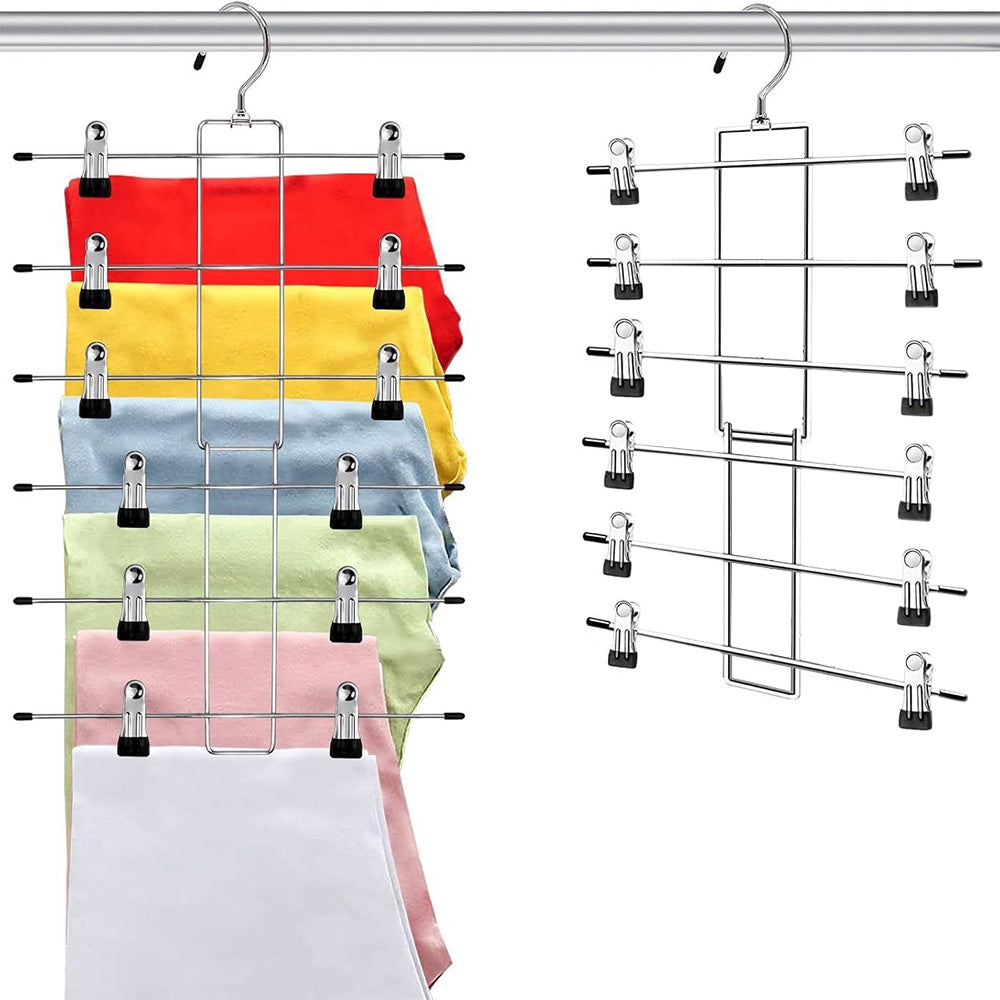 2X Space Saving Hanging Pants Organizer with 12 Clips and 360 Degrees Swivel Hook