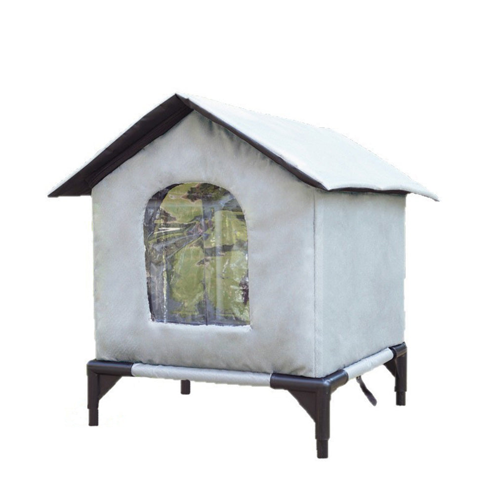 Cat House Indoor Outdoor Water Resistant Insulated Shelter for Small to Medium Cats-Grey