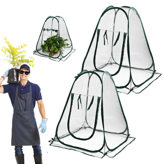 2Pcs 70x70x80cm Pop-up Greenhouse Cover Transparent PVC Mini Small Grow Plant House Tent