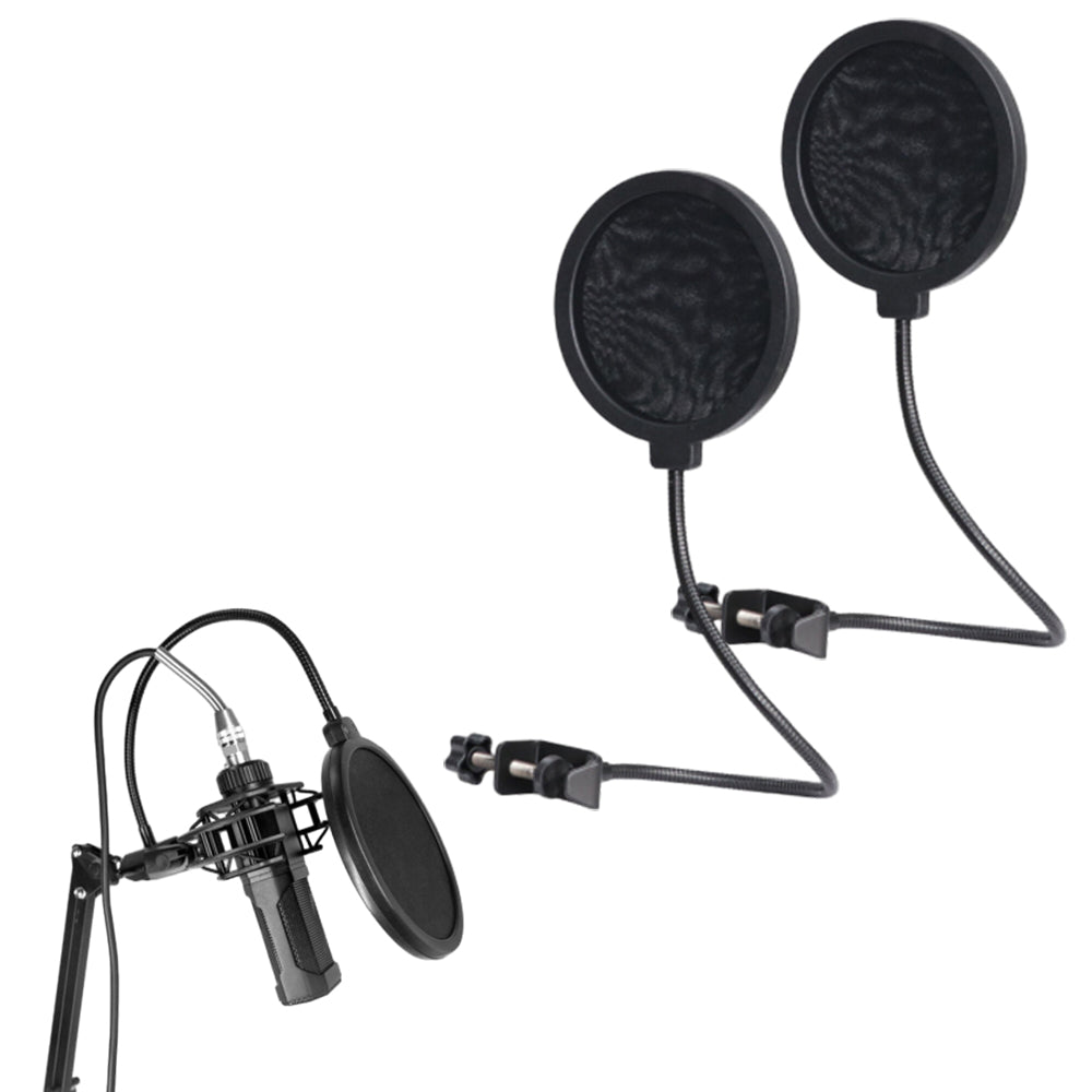 2Pcs Double Layer Microphone Pop Filter Shield Round Shape Mic Mask for Studio Recording