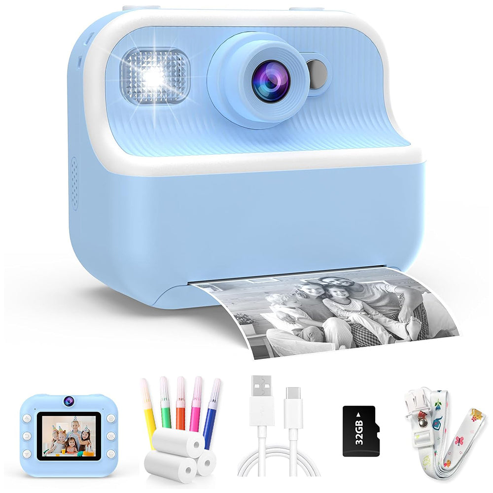 Kids Instant Print Camera Zero Ink Print Photo Camera with 32G TF Card