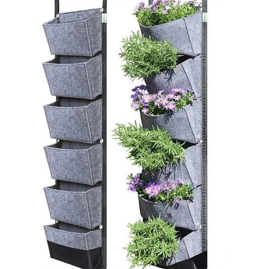 2Pcs 6-Pocket Vertical Wall Hanging Planting Bag for Home Garden