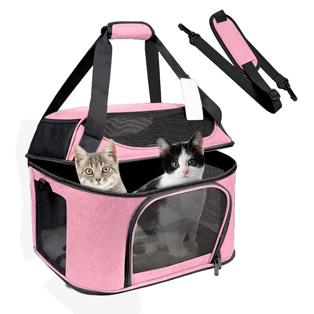 Breathable Pet Carrier Foldable Cat Travel Bag Shoulder Bag